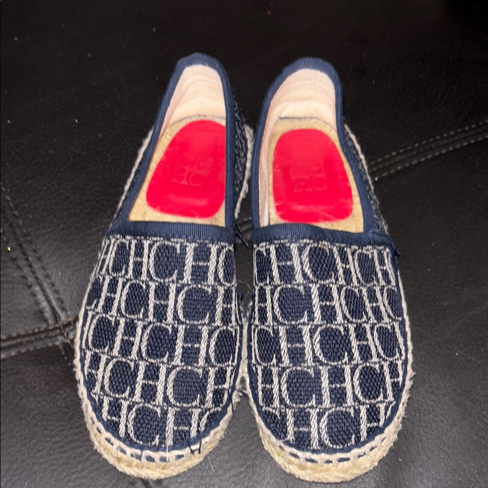 Carolina Herrera kids Navy and White Espadrille Flats